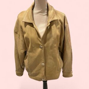 Awesome 80’s Robert Comstock Bergdorf Goodman tan buttery leather bomber jacket